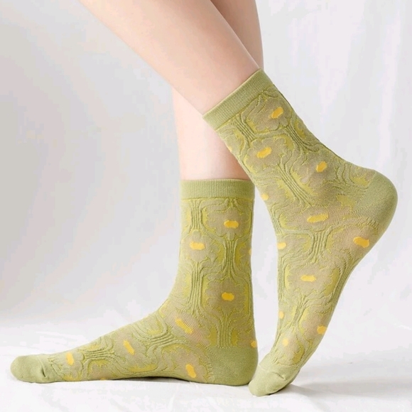 5pairs Floral Pattern Crew Socks - Picture 3 of 5